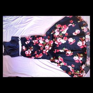 XSCAPE FLORAL SATIN TWO-PC MERMAID BALL DRESS sz 8